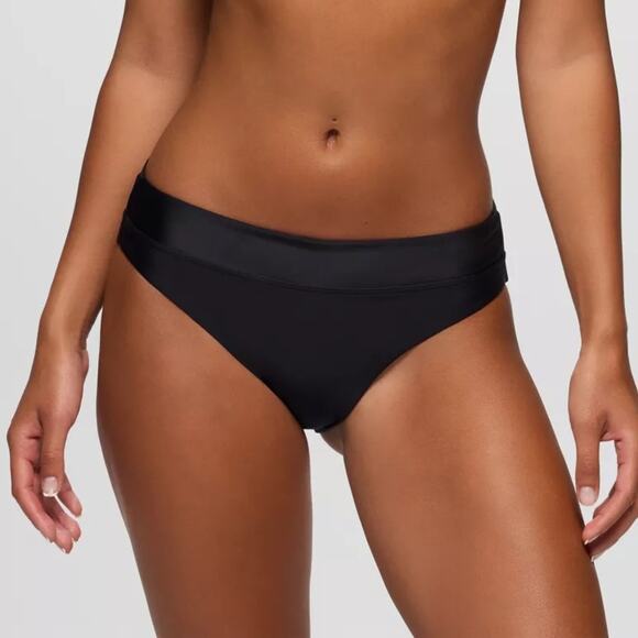 Prana Summer Wave Bikini Bottom Black Swim Bathing Suit UPF 50+ NWT Size L - Picture 1 of 7